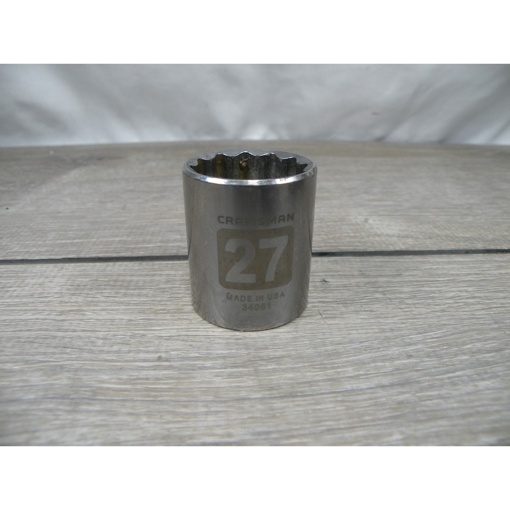 Craftsman 27mm 1/2" Drive 12-Point Standard Socket 34081 Made in USA